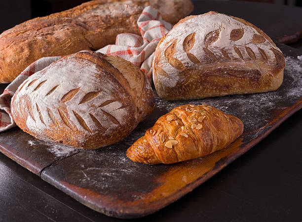Sourdough bread and almond croissant